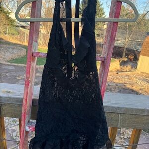 Black Lace Halter nightie